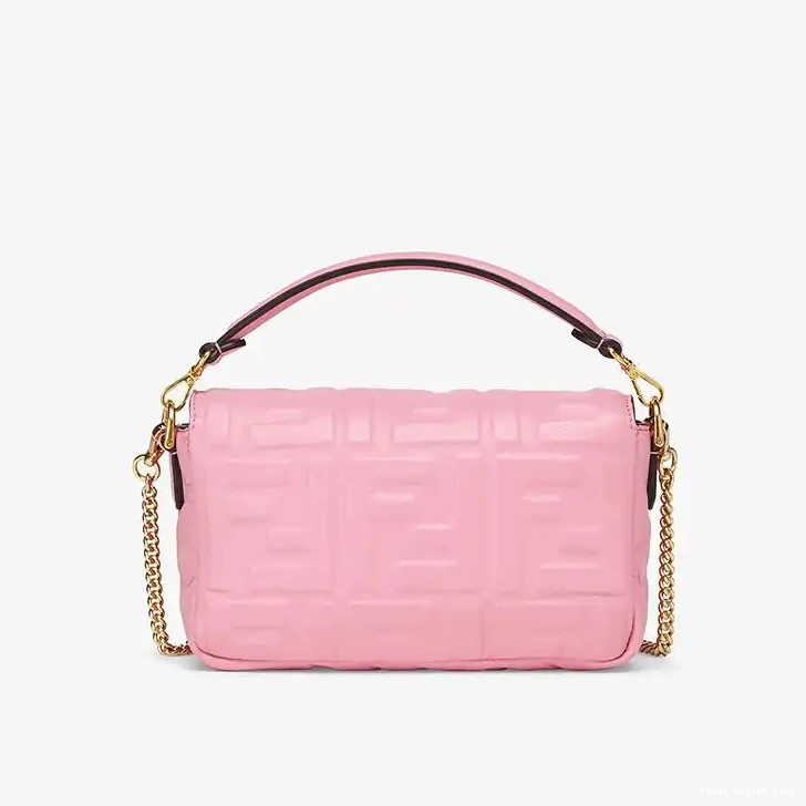 Affordable Motif Baguette Fendi Leather In Mini FF Pink Bag Nappa 0407
